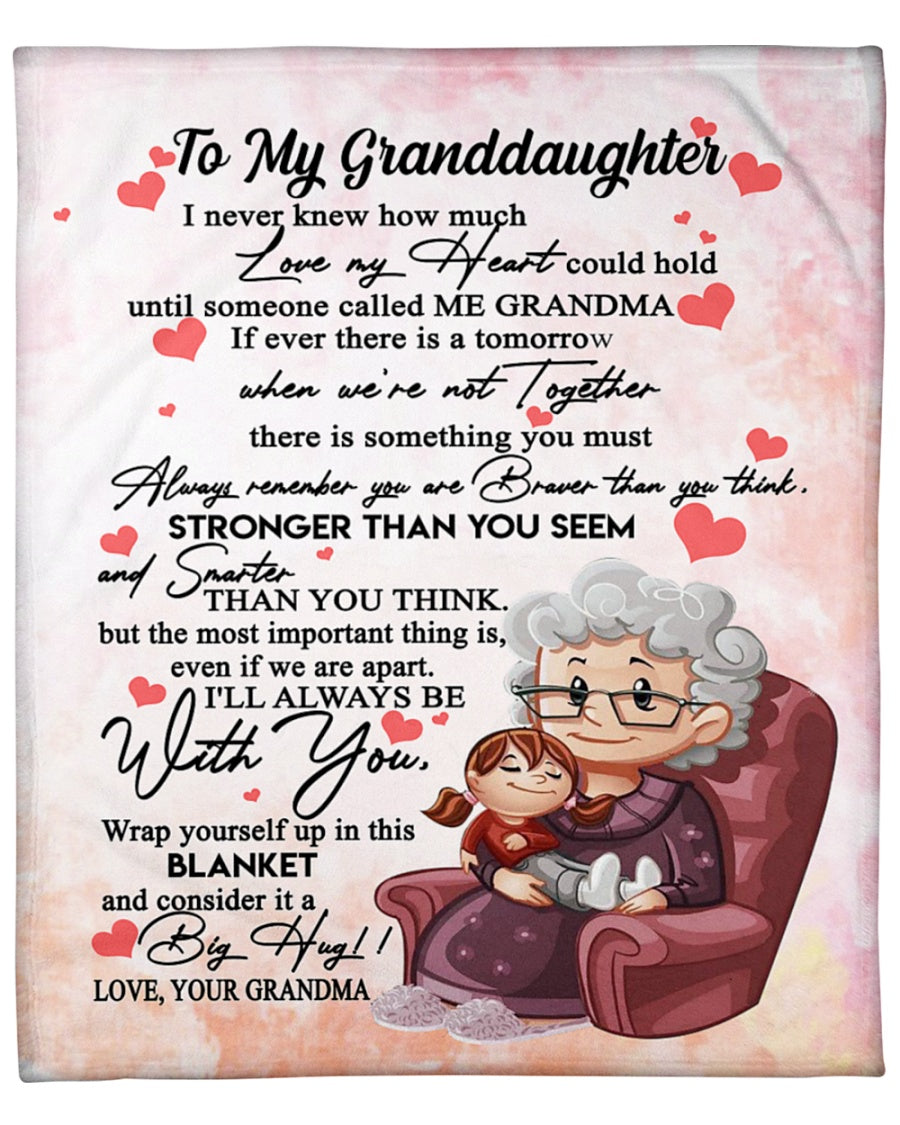 To My Granddaughter Blanket – Love My Heart Coult Hold Gift For Granddaughter From Granddma Gift Home Decor Bedding Couch Sofa Soft And Comfy Cozy