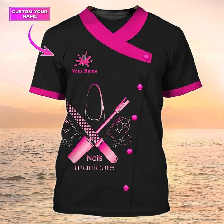 Nails Custom T Shirt Nail Salon Uniform Manicurist Personalized Shirts