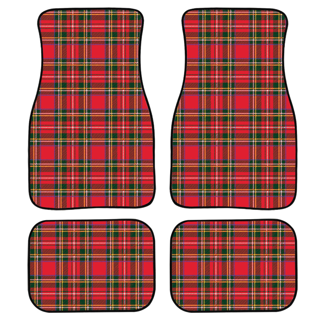 Red And Green Scottish Tartan Print Front And Back Car Floor Mats, Front Car Mat