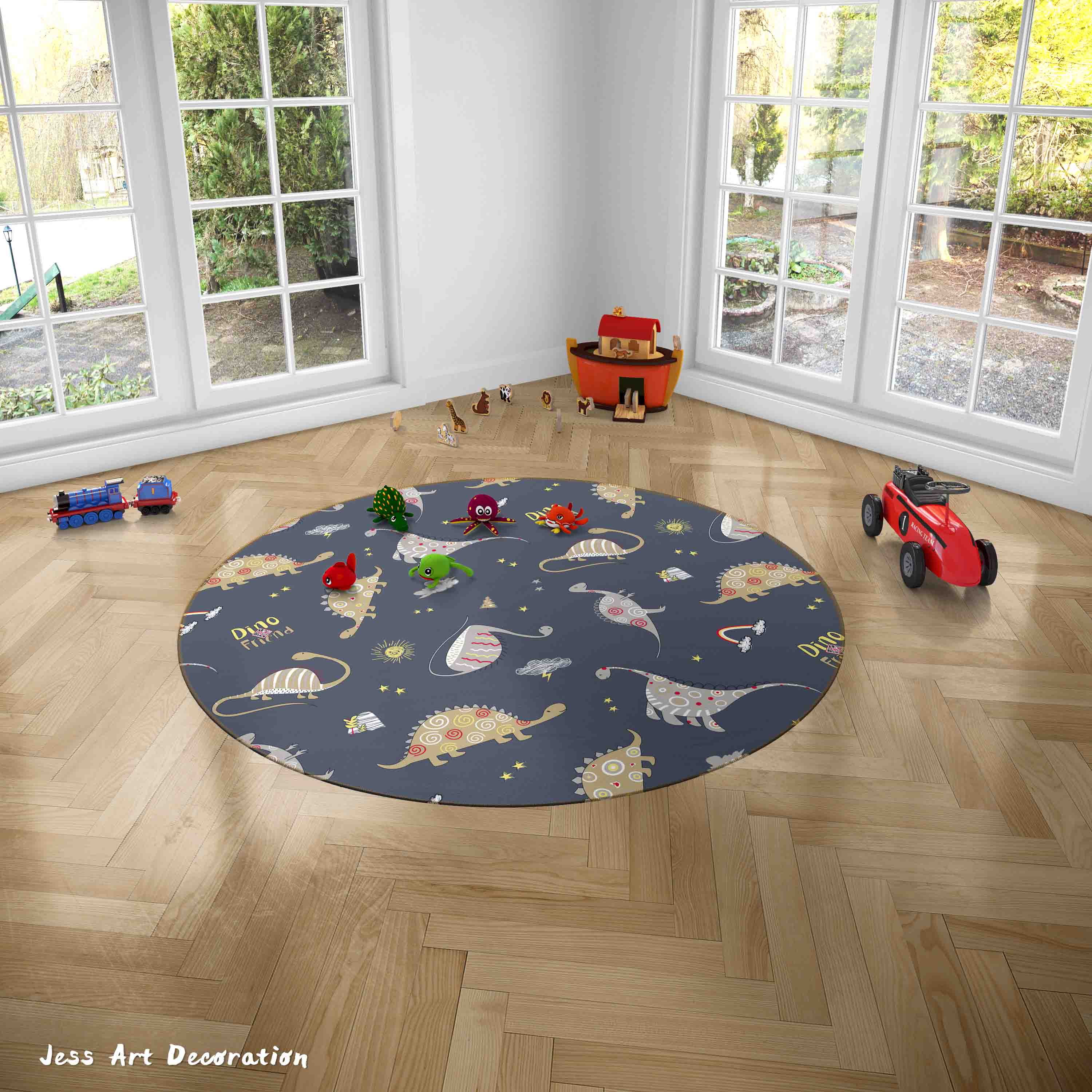 3D Cartoon Animal Dinosaur Kids Non-Slip Round Rug Mat 56