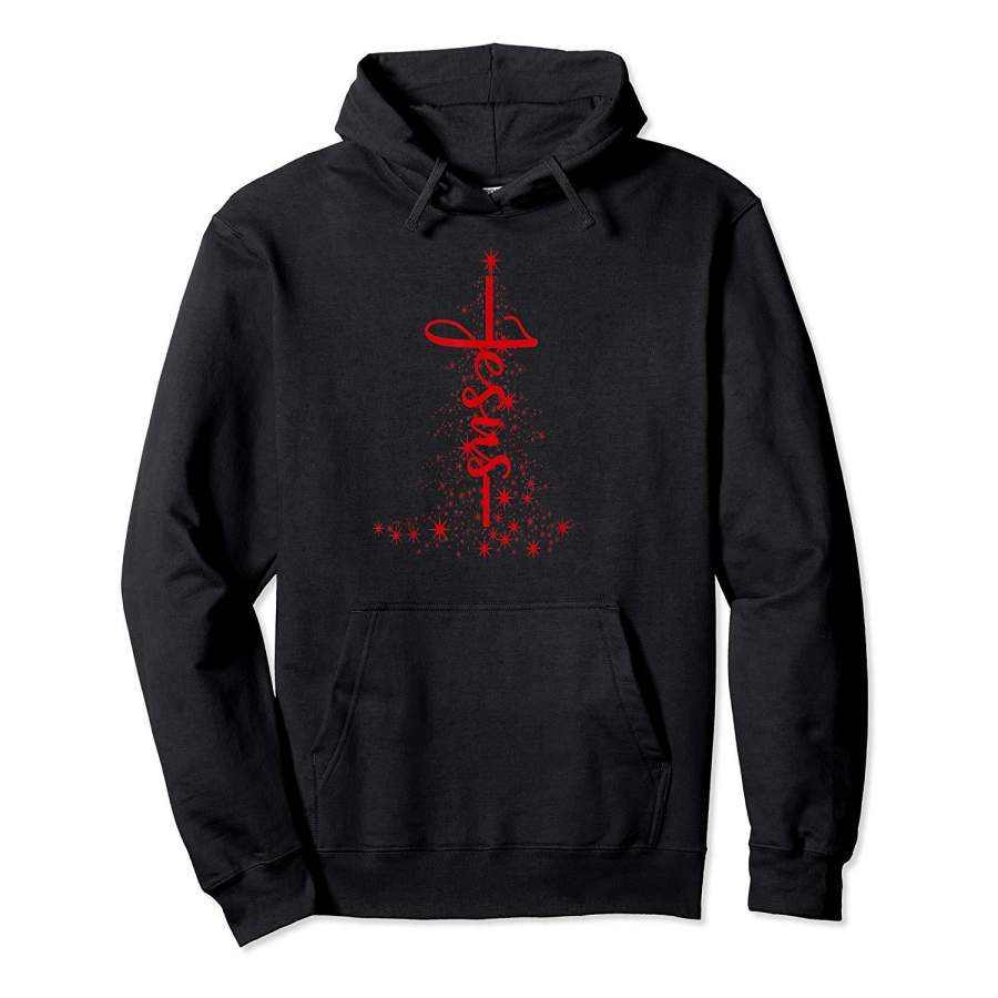 Christmas Christian Star Jesus Red Christmas Tree Faith Gift Hoodie