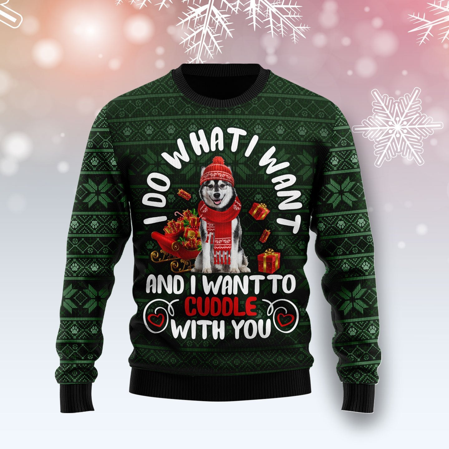 Siberian Husky I Want Sweater, Ugly Christmas Sweater For Dog Lovers