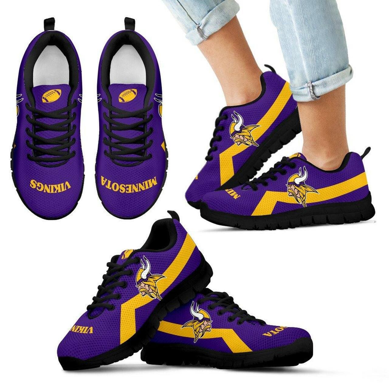 Minnesota Vikings Sneakers Line Logo Running Shoes For Men, Women Shoes11936