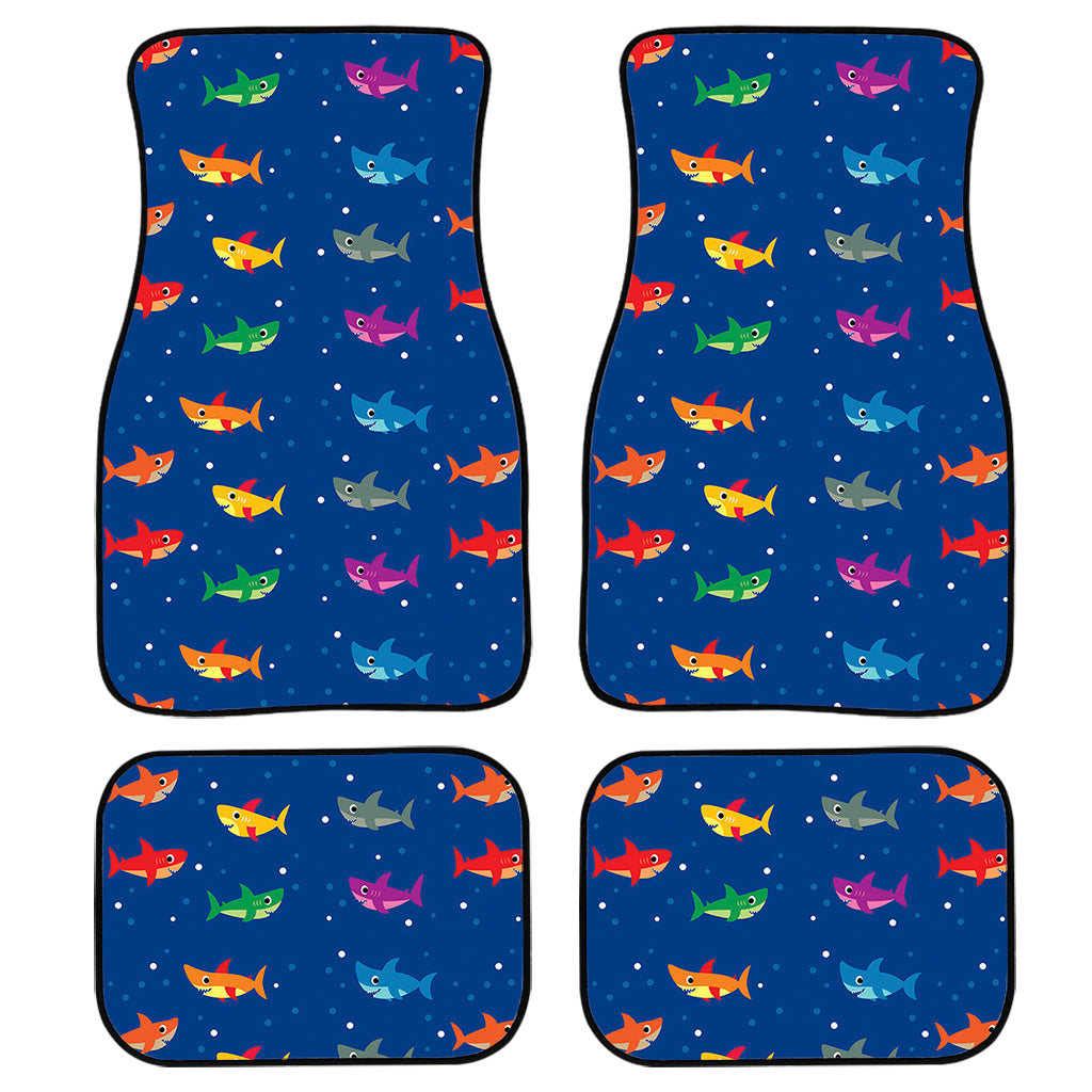 Colorful Baby Sharks Pattern Print Front And Back Car Floor Mats