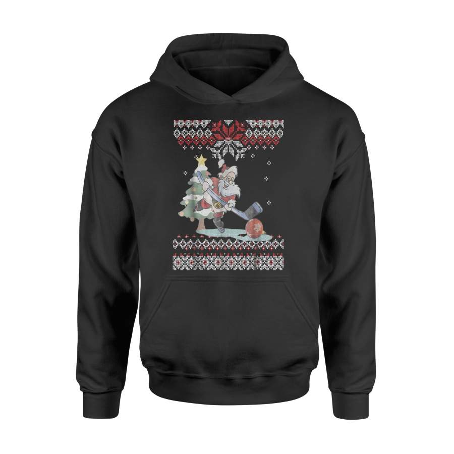 Santa Claus Hockey Christmas Ugly Sweater Shirt – Standard Hoodie