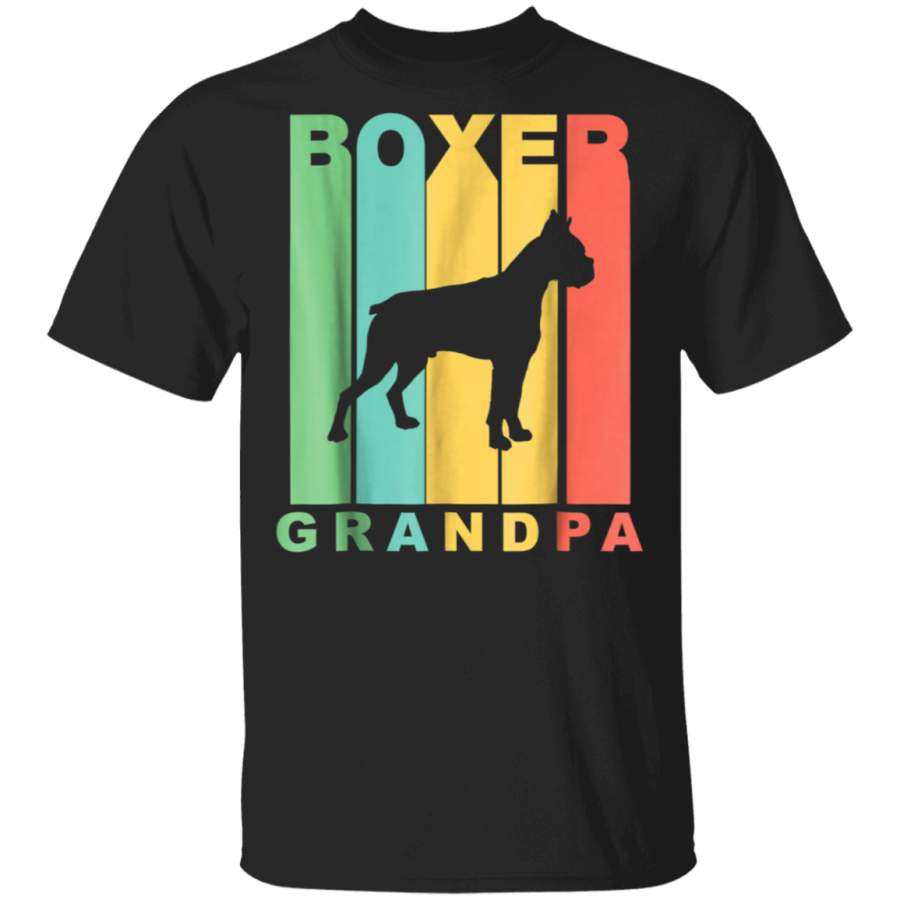 Mens Retro Style Boxer Grandpa Dog Grandparent Tshirt