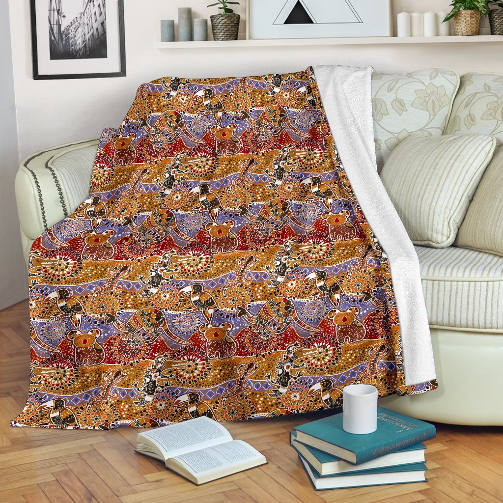 Premium Blanket – Aboriginal Patterns Blanket Australian Animals