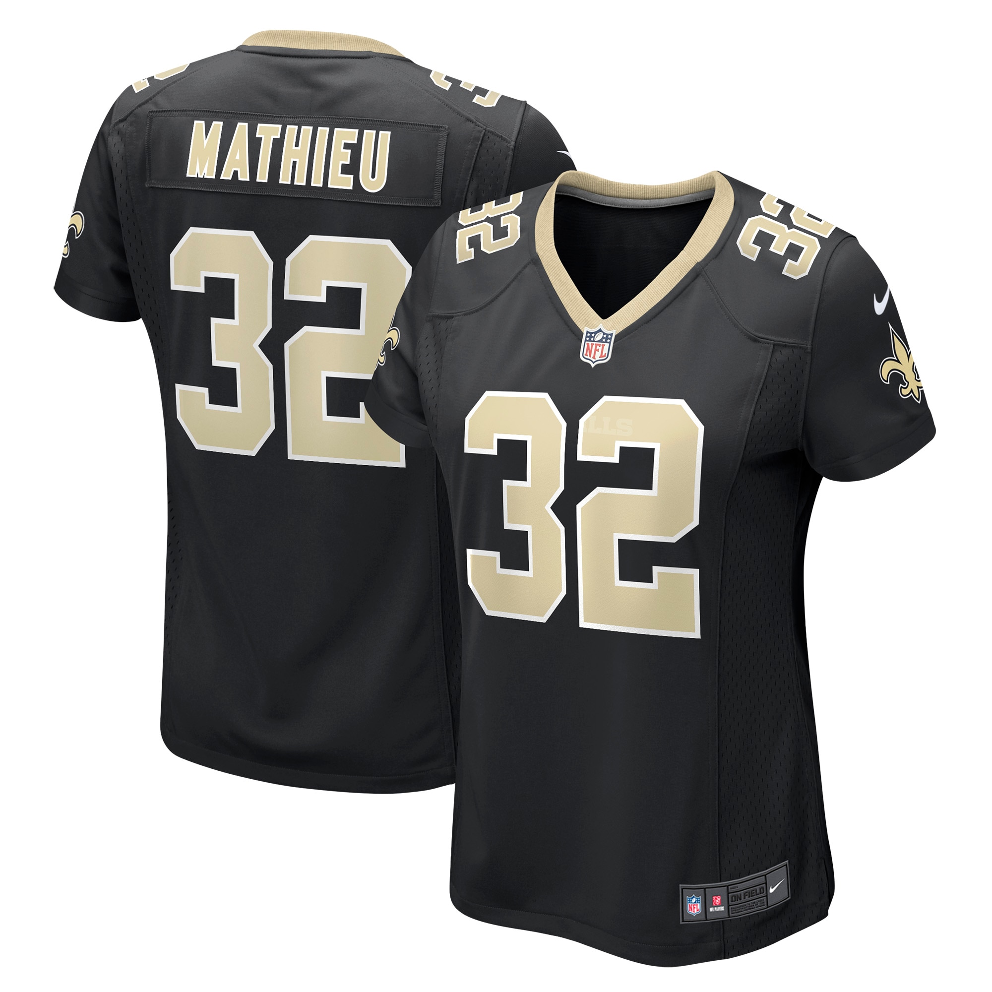 Women’s New Orleans Saints Tyrann Mathieu Black Player Jersey