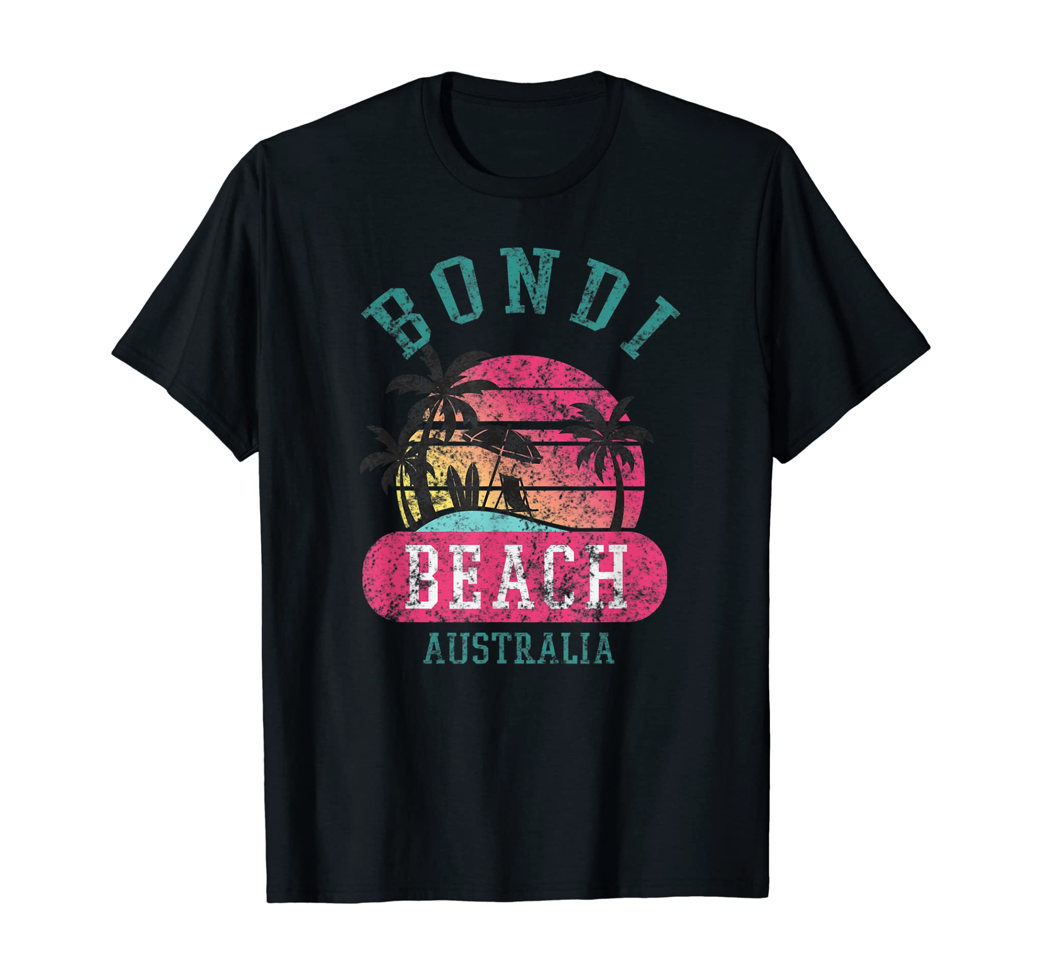 Retro Cool Bondi Beach Australia Beaches Distressed Novelty T-Shirt