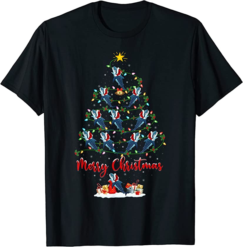 Whale Shark Christmas Tree Lights Funny Whale Shark Xmas T-Shirt