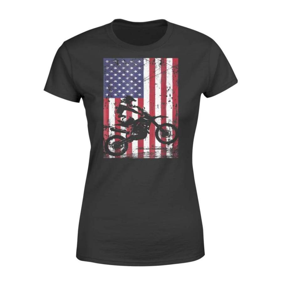 Dirt Bike American Flag Shirt 4th Of July Standard Women’s Tee