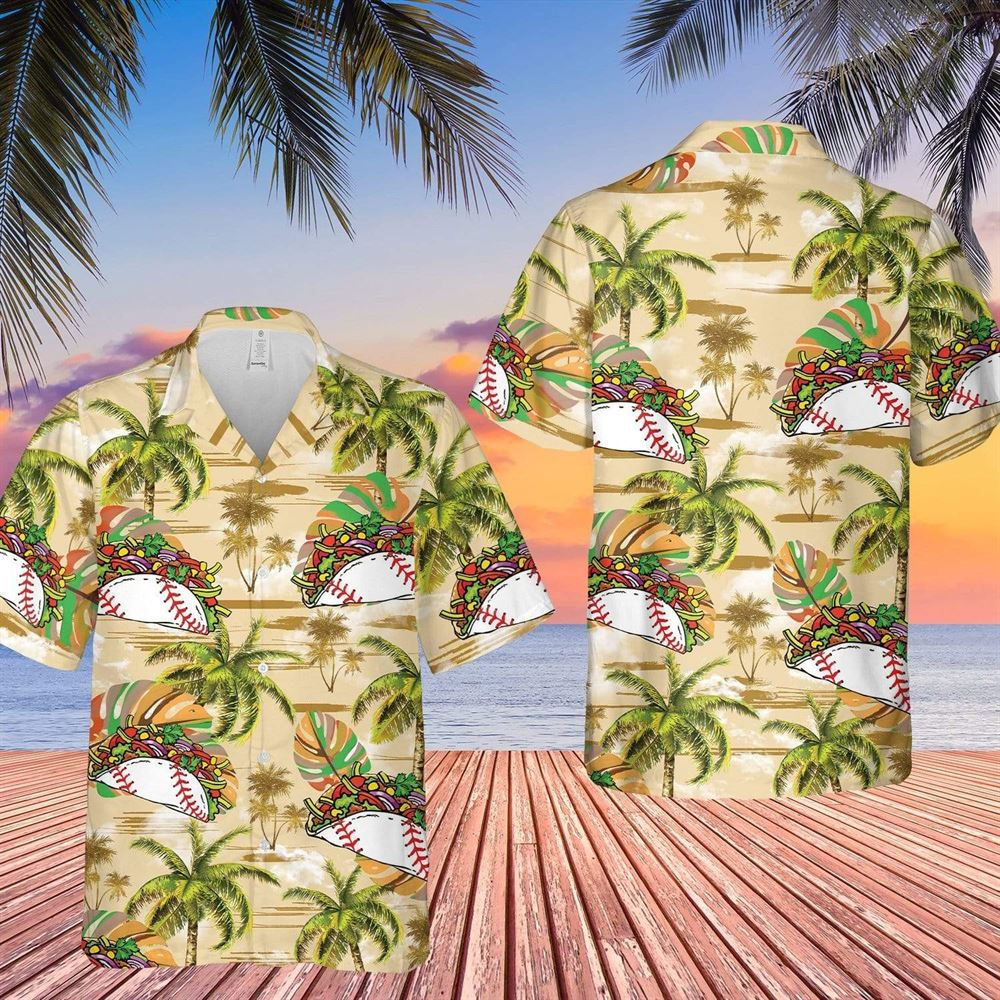 Baseball And Tacos Palm Tree White Pattern Hawaii Shirt For Men Women Ha2442