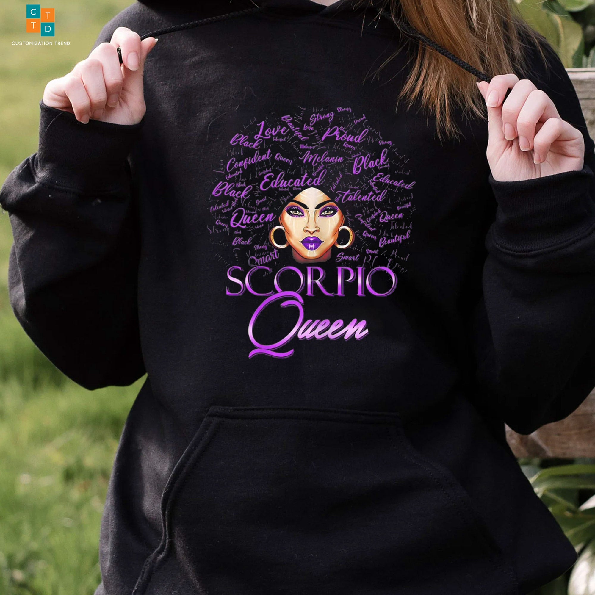 Scorpio Queen Violet Queen Black Woman Hoodie, Shirt