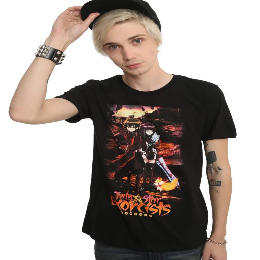 Fashion Men’S T-Shirt Twin Star Exorcists Duo Poster T-Shirt Men Cotton T Shirt Funny Shirts