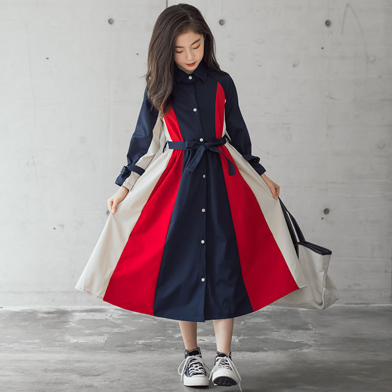 Spring Autumn New Children Clothing Elegant Mother and Daughter Long Dress Girls Patchwork Fashion A- Line Dress, #6683 alx