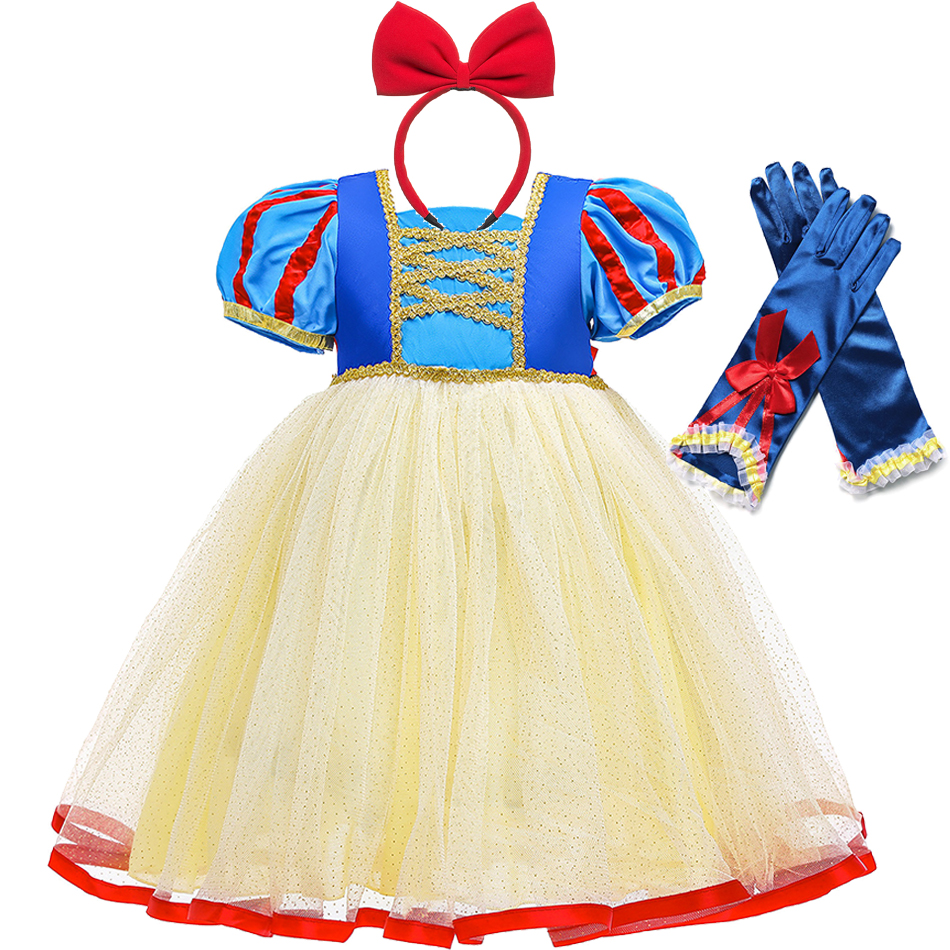 Summer 2022 Snow White Girls Princess Dress Korean Version Of The Puff Sleeves Mesh Tutu Skirt Halloween Birthday Baby Clothing alx