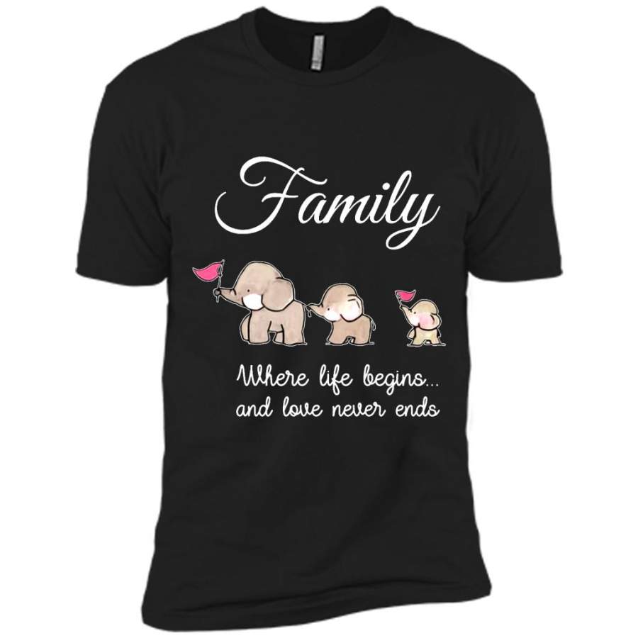 Family Where Life Begins And Love Never Ends, Elephant Lover Funny B – Canvas Unisex USA Shirt