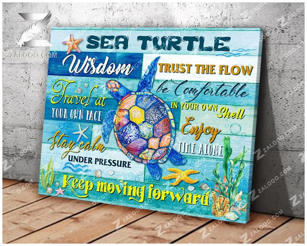 Turtle – Canvas – Keep Moving Forward Gift For Family, Wall Art Decor, Canvas Print, Home Decor