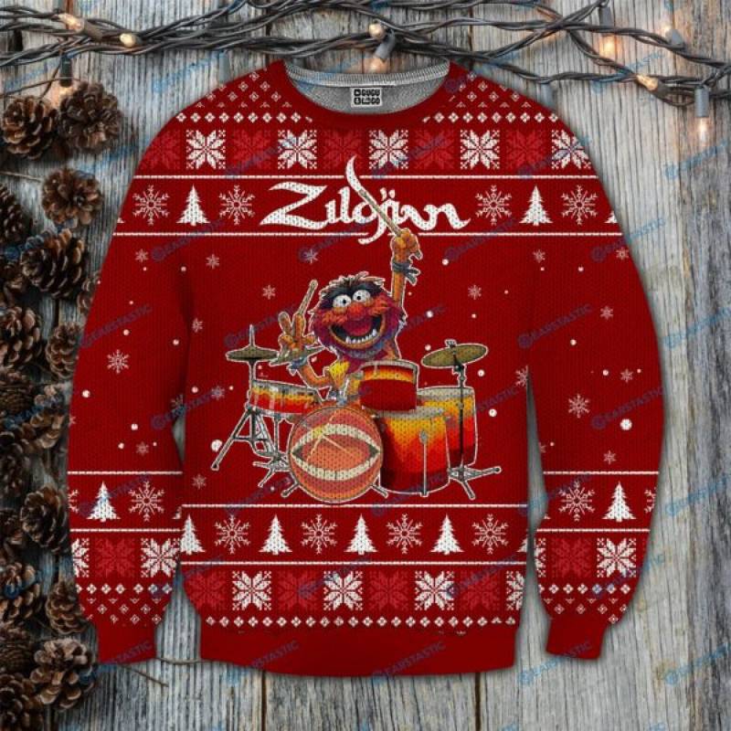 The muppet show zildjian drums all over print ugly christmas sweater – maria