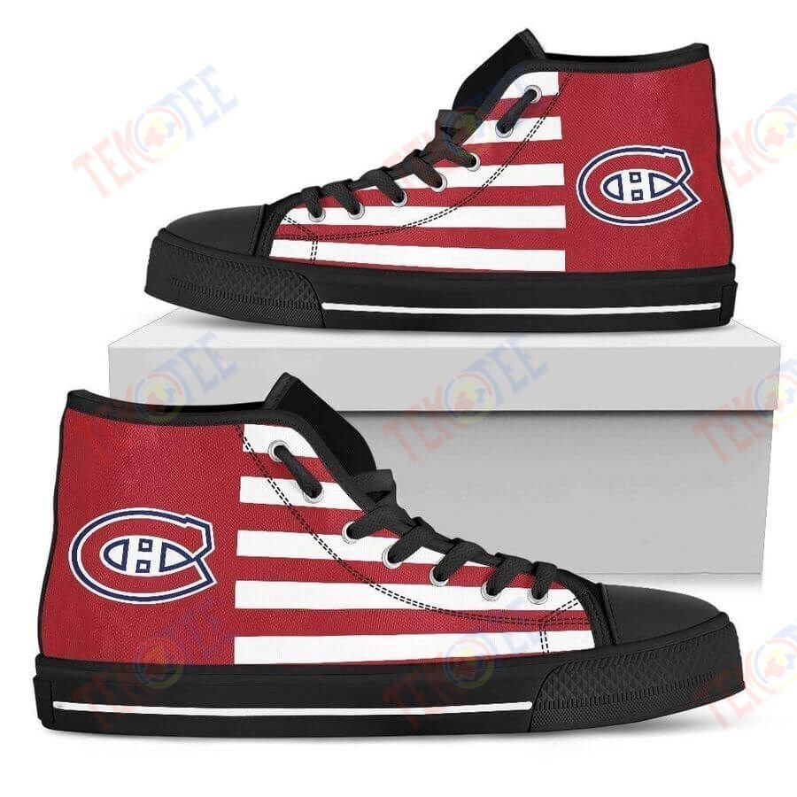 Mens Womens American Flag Montreal Canadiens High Top Shoes TMT882