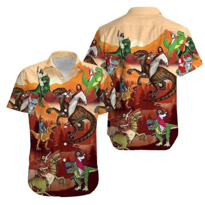 Jesus Rides A Dinosaur Hawaii Shirt Ha46248