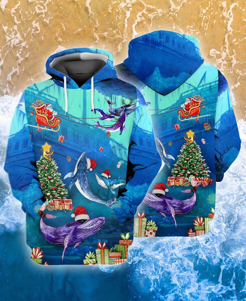 Whales For Christmas Holiday 3D Hoodie