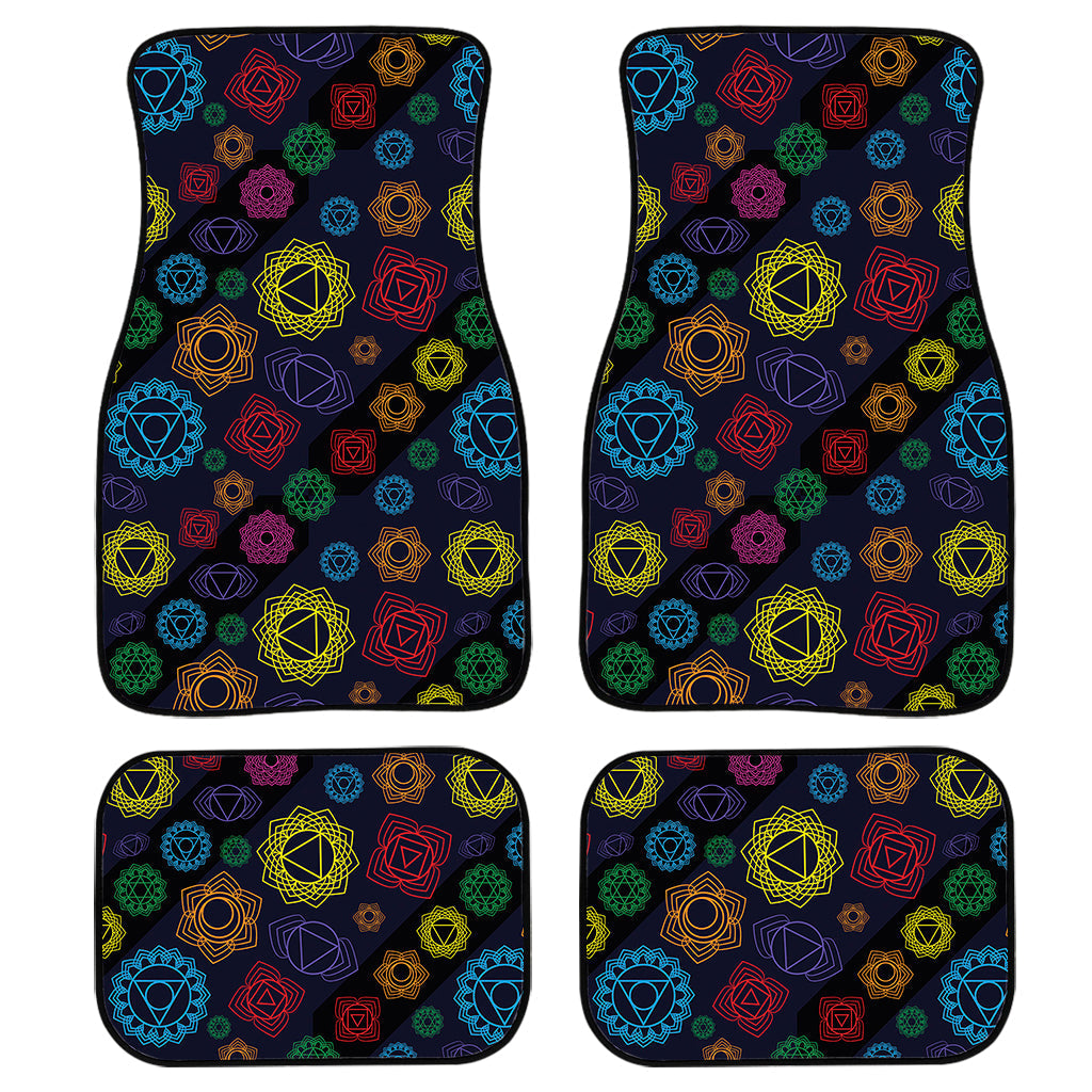 Colorful Seven Chakras Pattern Print Front And Back Car Floor Mats, Front Car Mat