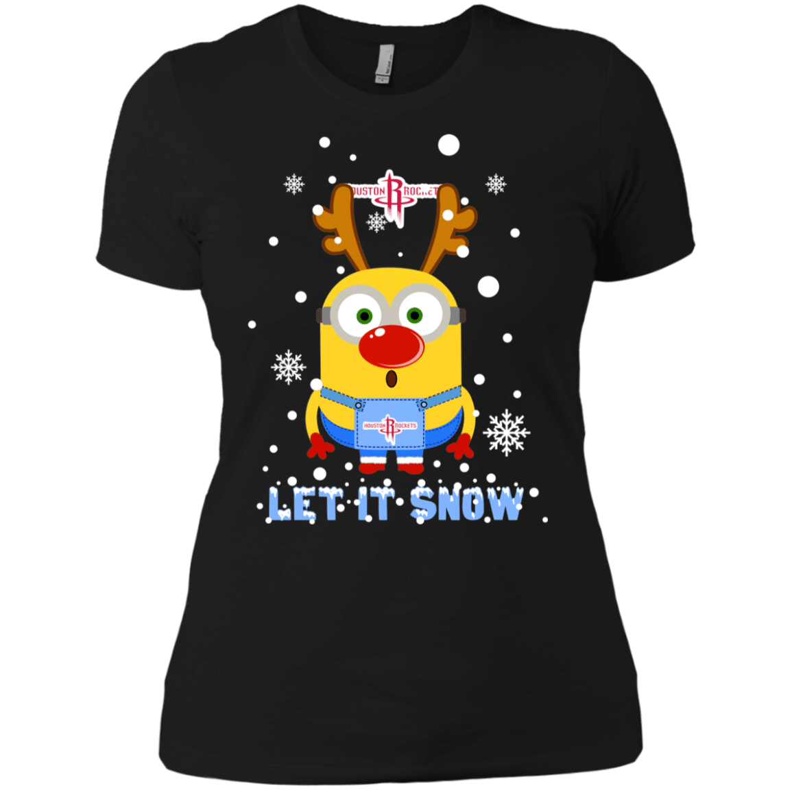 Check out this awesome Minion Houston Rockets Ugly Christmas Sweaters Let It Snow Women’s T-Shirt