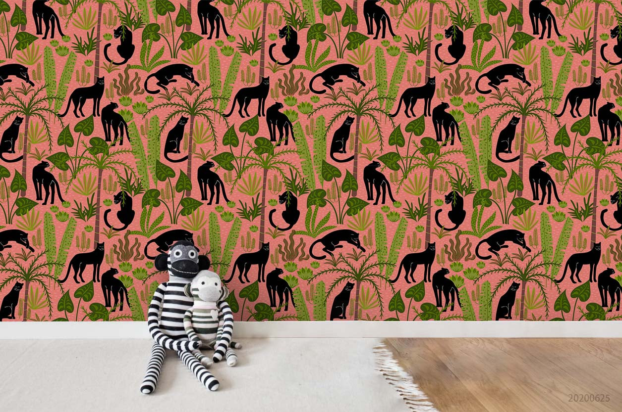 3D Tropical Coconut Tree Leopard Wall Mural Wallpaper A325 Lqh