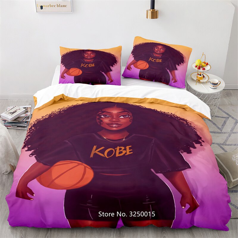 3D Digital Print Beautiful Black Girl Bed Cover Pillowcase Deluxe Bedding For Women Girl King Double Queen Size Large Bedspread Duvet Covers