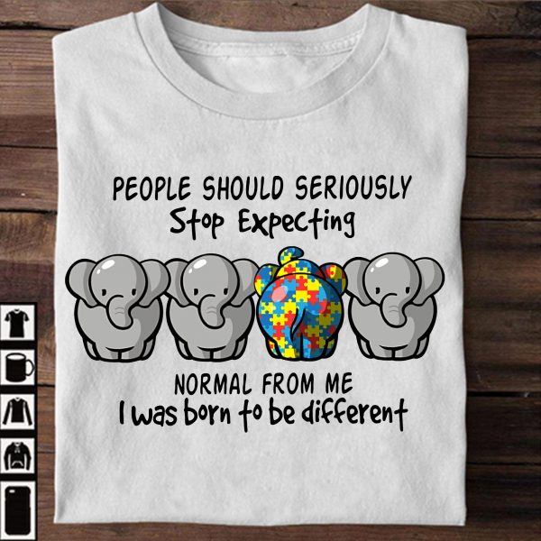 Born To Be Different Elephant Autism Unisex T-Shirt For Men Women Kid Autism Awareness Shirts Clothing Gifts Ht