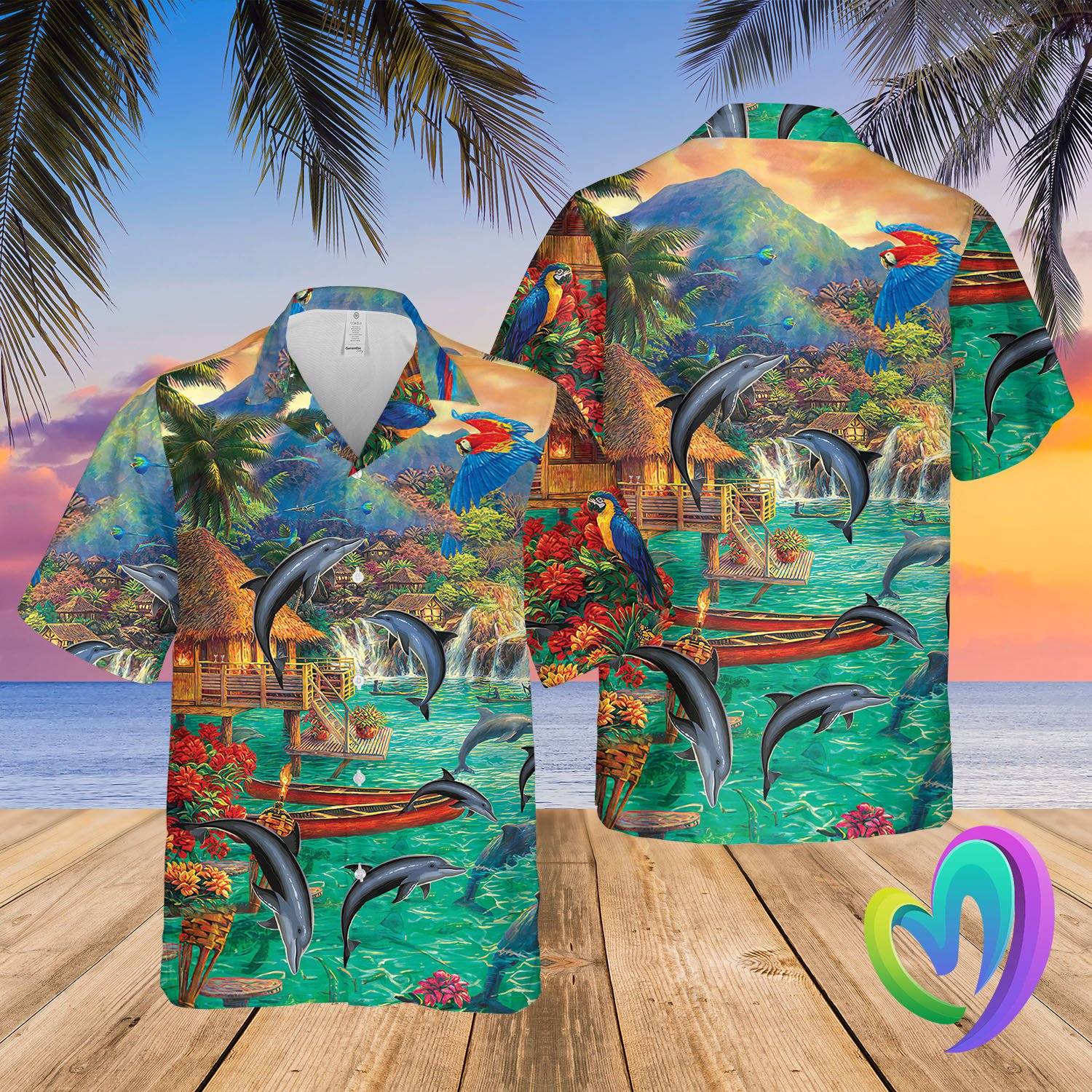 Dolphin Hawaiian Summer Beach Shirt Funny Aloha Shirt QBSM05