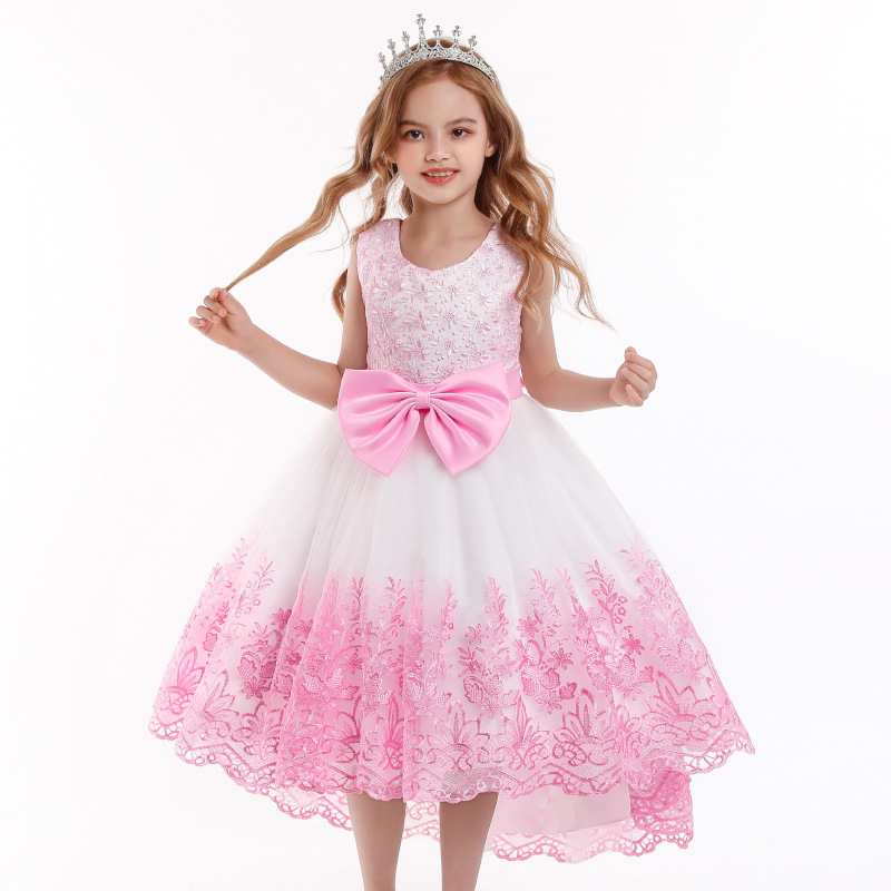 2022 Formal Girls Birthday Dress Kids Wedding Dresses For Children Costume Lace Princess Party Dress Girl First Prom Flower Gown alx