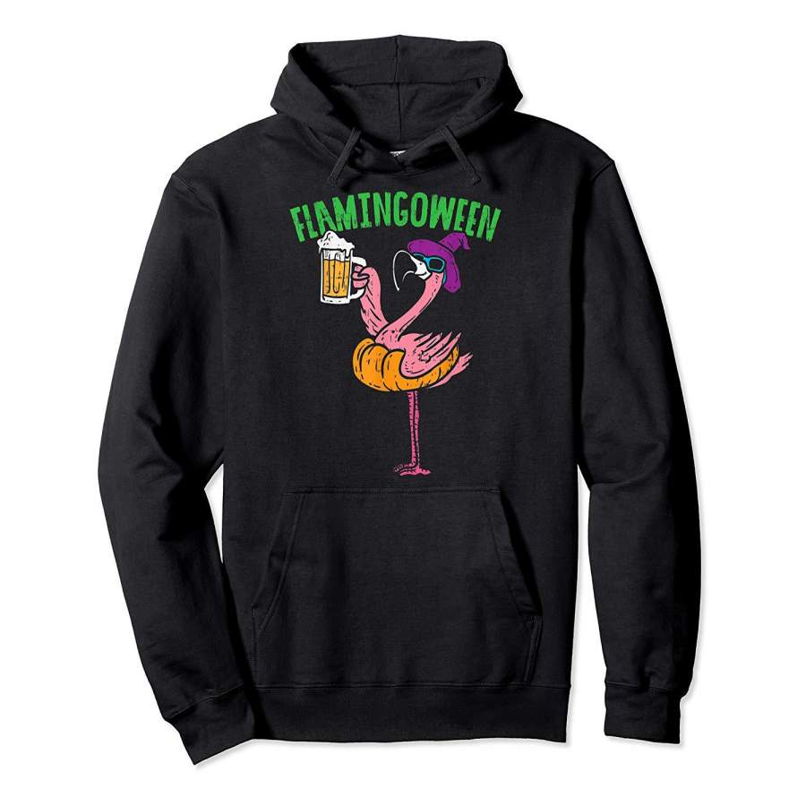 Flamingoween Flamingo Beer Fun Halloween Costume Bird Lover Hoodie Premium Tee