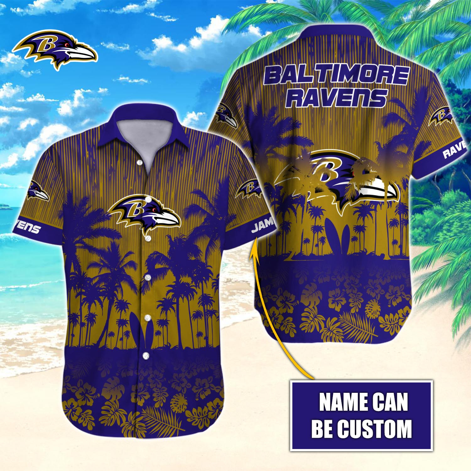 Baltimore Ravens Nfl-Hawaiian Shirt Custom T-40577