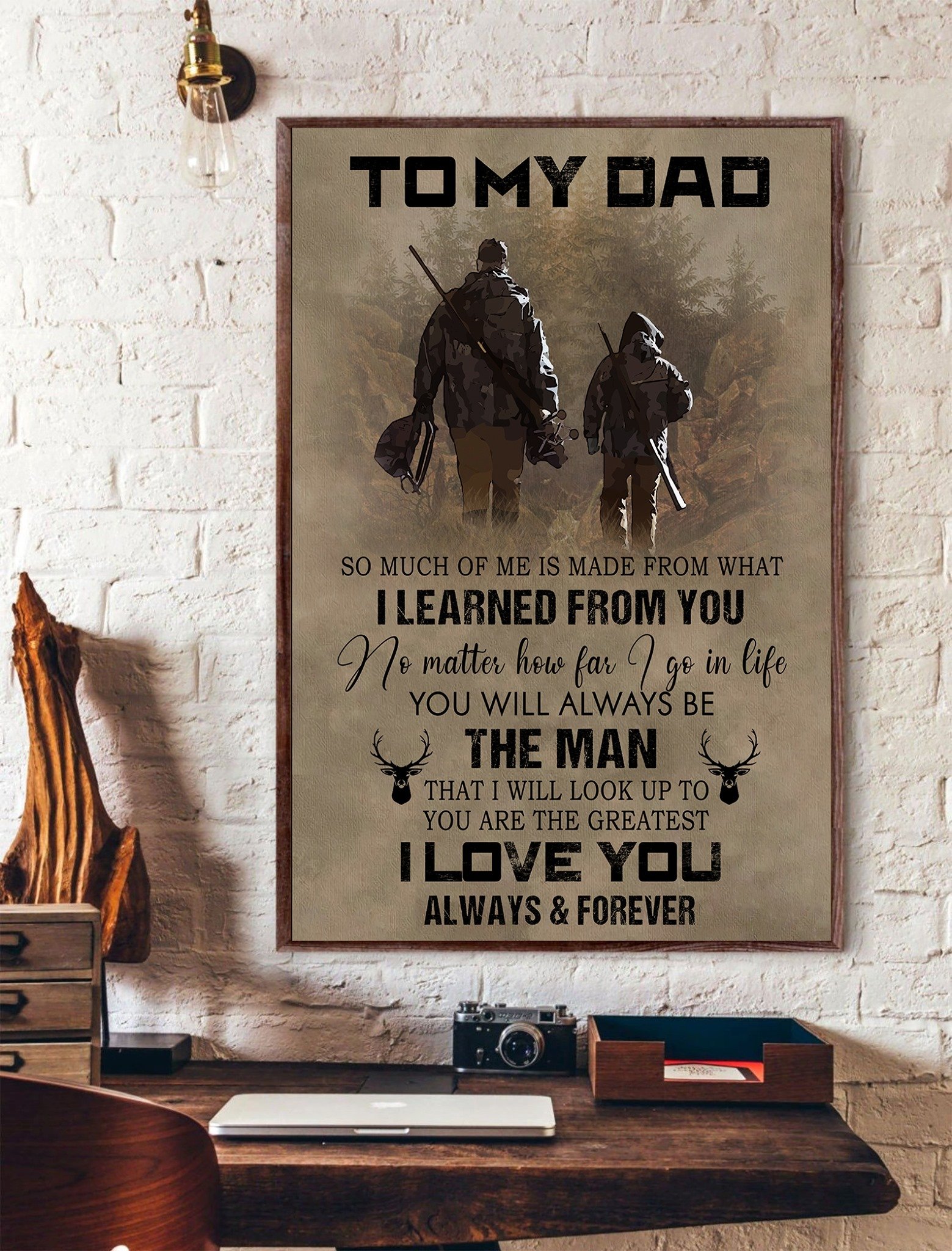 To My Dad I Love You Forever And Always Canvas Gift for Dad Birthday Gift Warm Home Decor Wall Art Visual Art