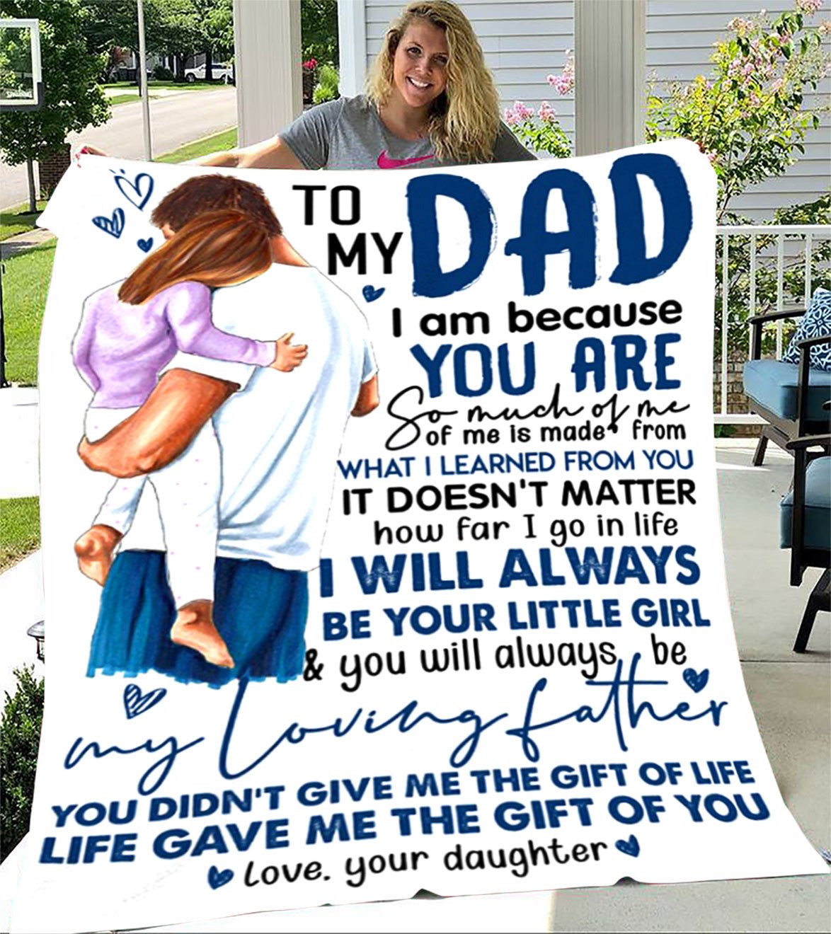 – Gift For Father From Daughter, Chirstmas Birthday Gift For Dad, Father Gift, To My Dad Premium Fleece Blanket