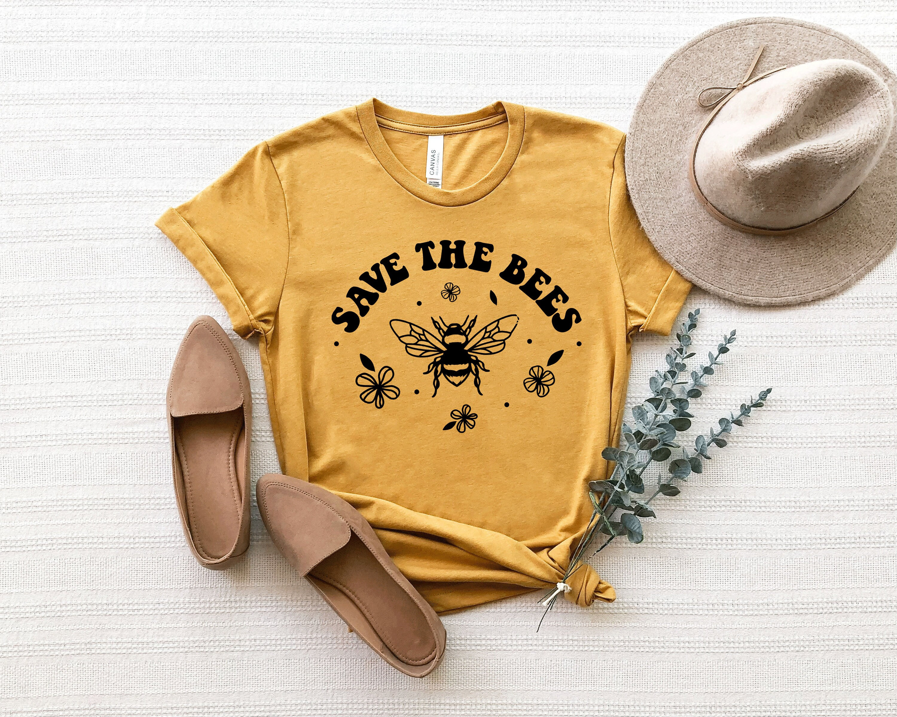 Save The Bees Shirt, Honey Bee T-shirt, Animal Lovers Shirt, Bee Shirt, Nature Shirt, Bee Botanical Shirt, Nature Shirt, Best Friend Gift