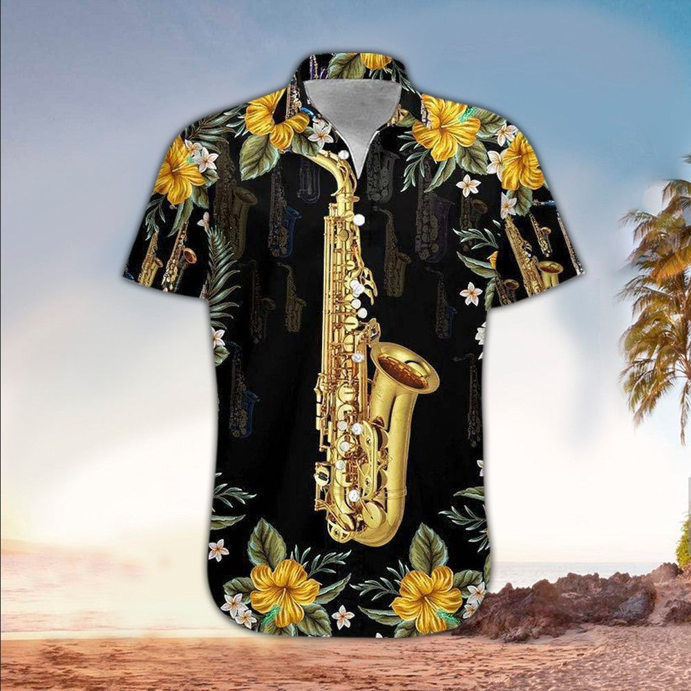 Saxophone Hawaii Lover Shirt Aloha Ha28591