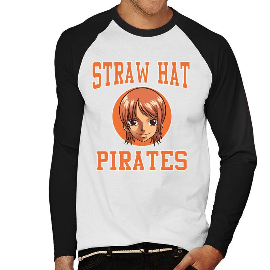 Straw Hat Pirates Nami One Piece Men’s Baseball Long Sleeved T-shirt
