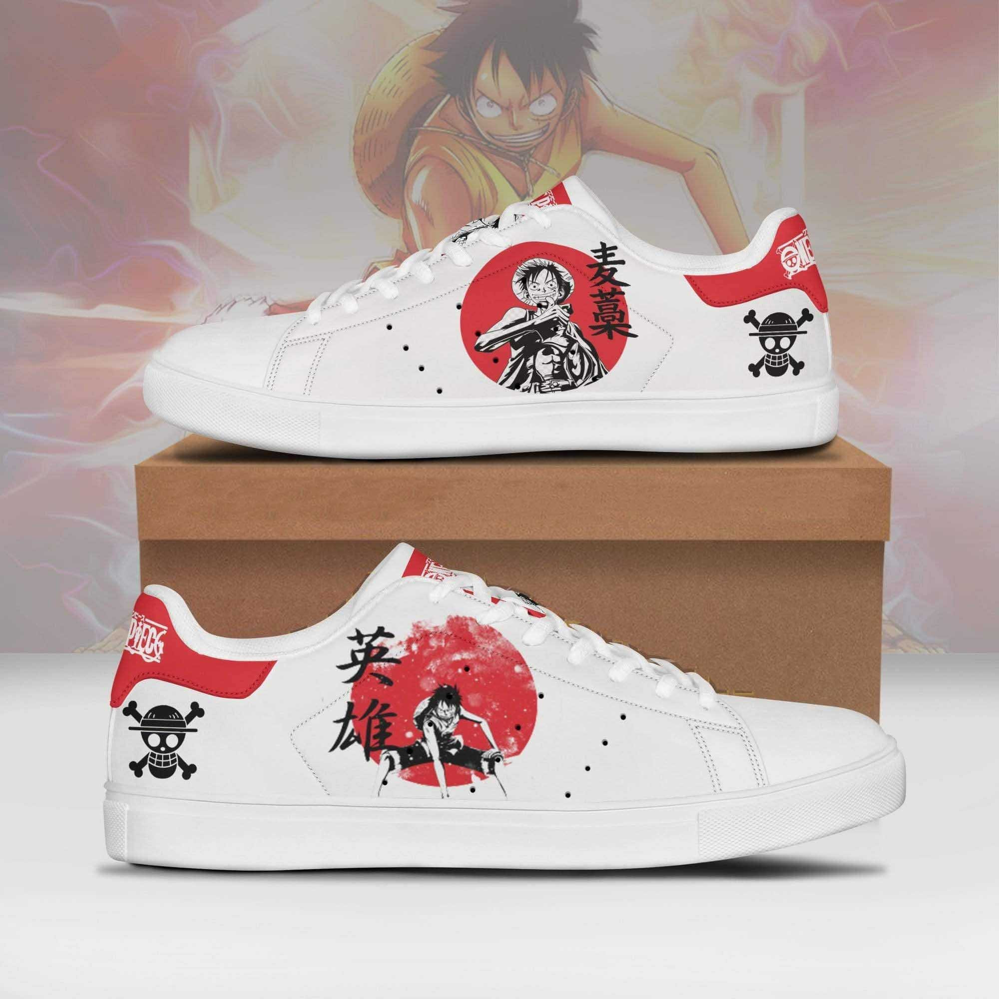 Monkey D. Luffy One Piece Anime Christmas Gift For Fan Low Top Leather Skate Shoes Sneakers For Man And Women