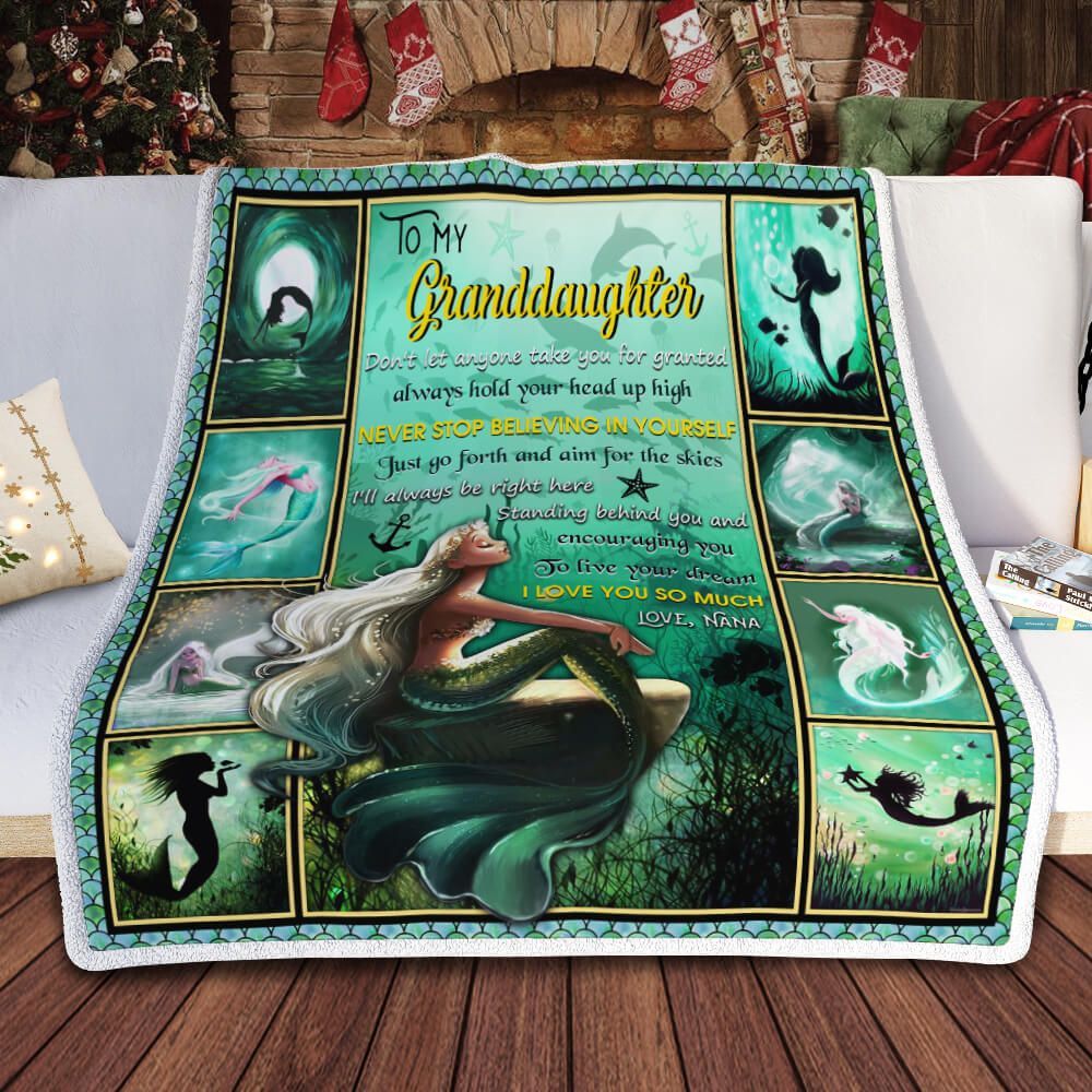 To My Granddaughter, Mermaid, Love Nana Sofa Throw Blanket