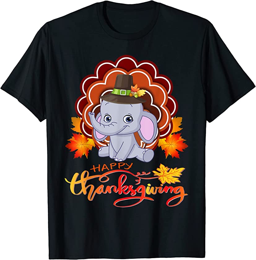 Funny elephant Turkey Happy Thanksgiving T-Shirt