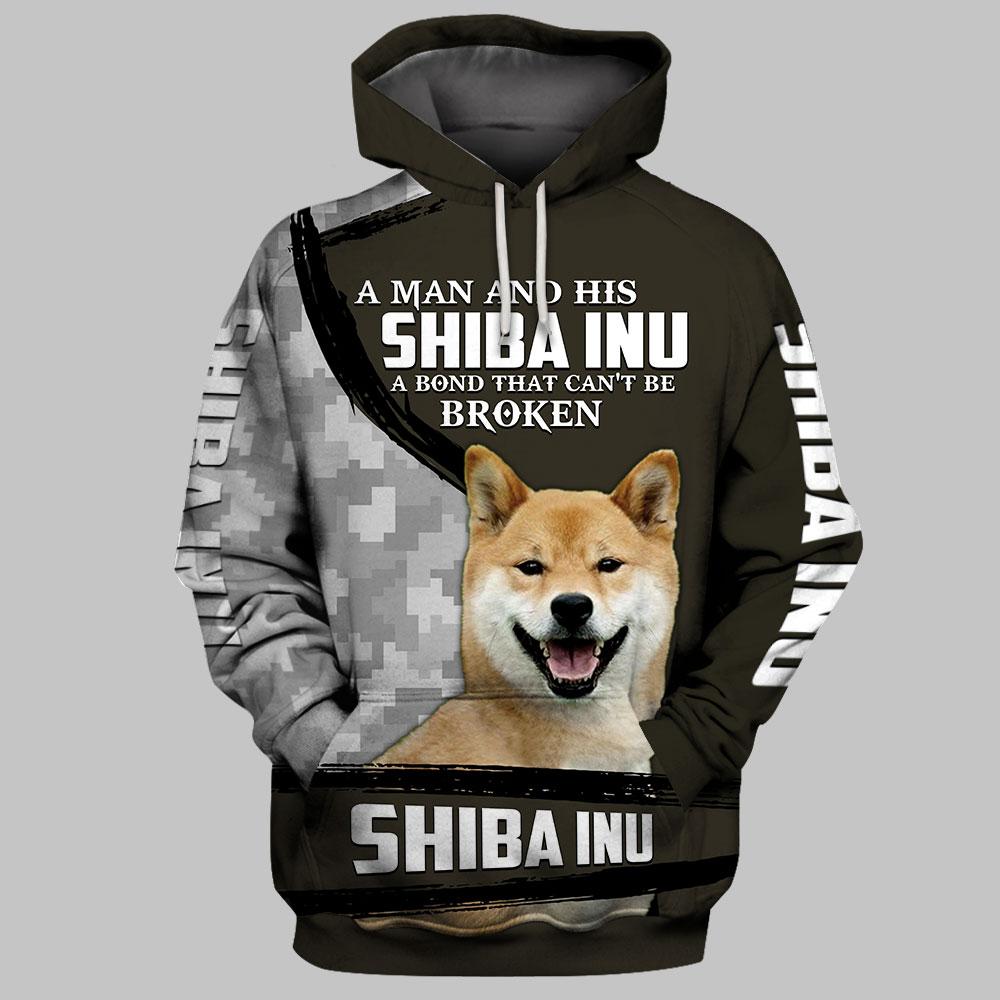 A Man And His Shiba Inu Dog 3D Hoodie Full Printing