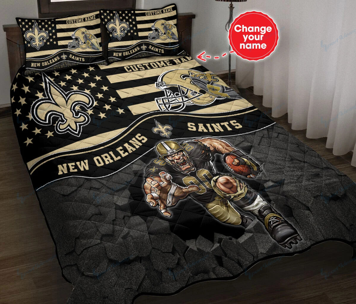 New Orleans Saints Personalized Quilt Set Bg23