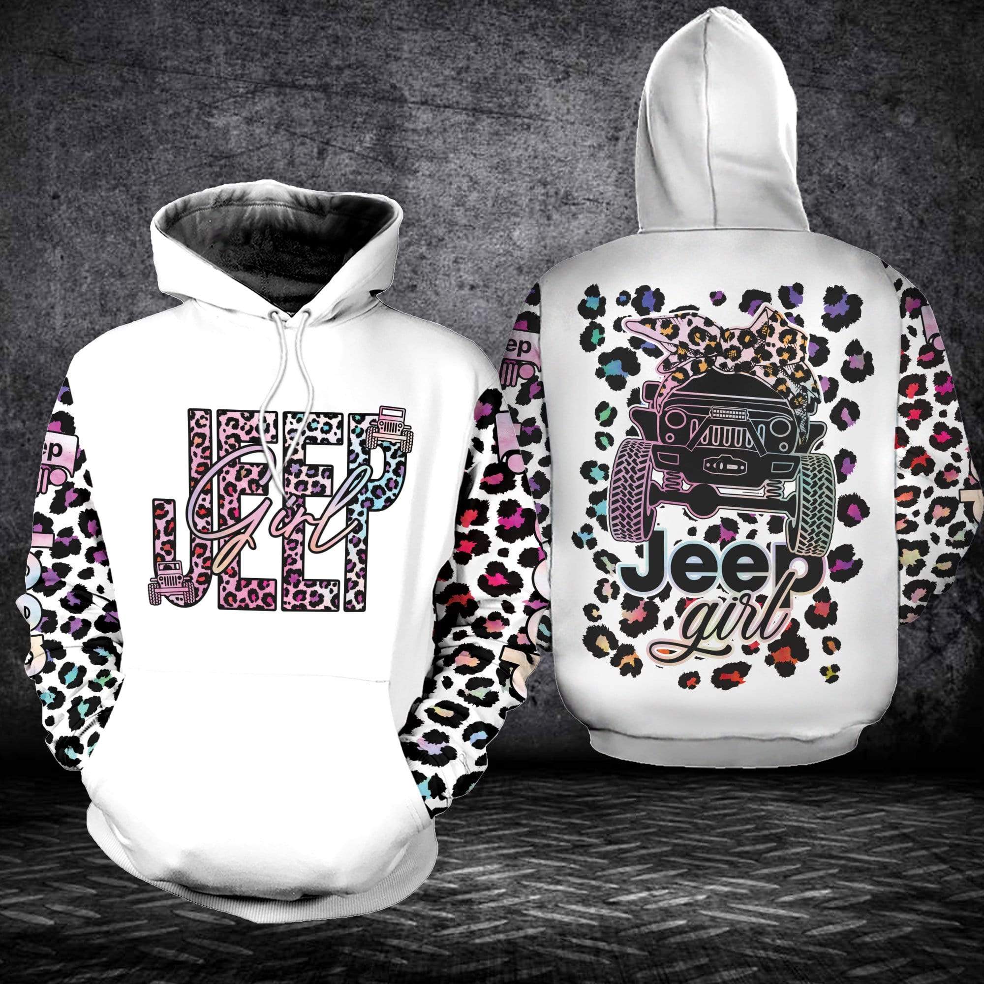 Jeep Girl Colorful Leopard Hoodie 3D All over print