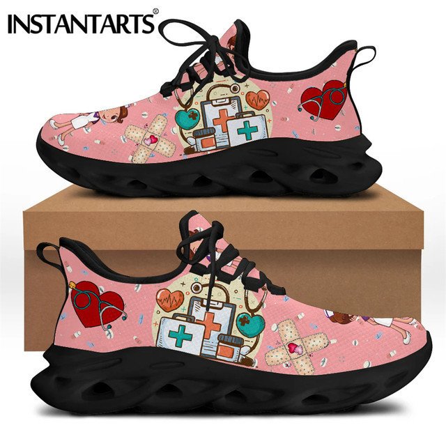 Sneakers White Nursing Shoes Pink