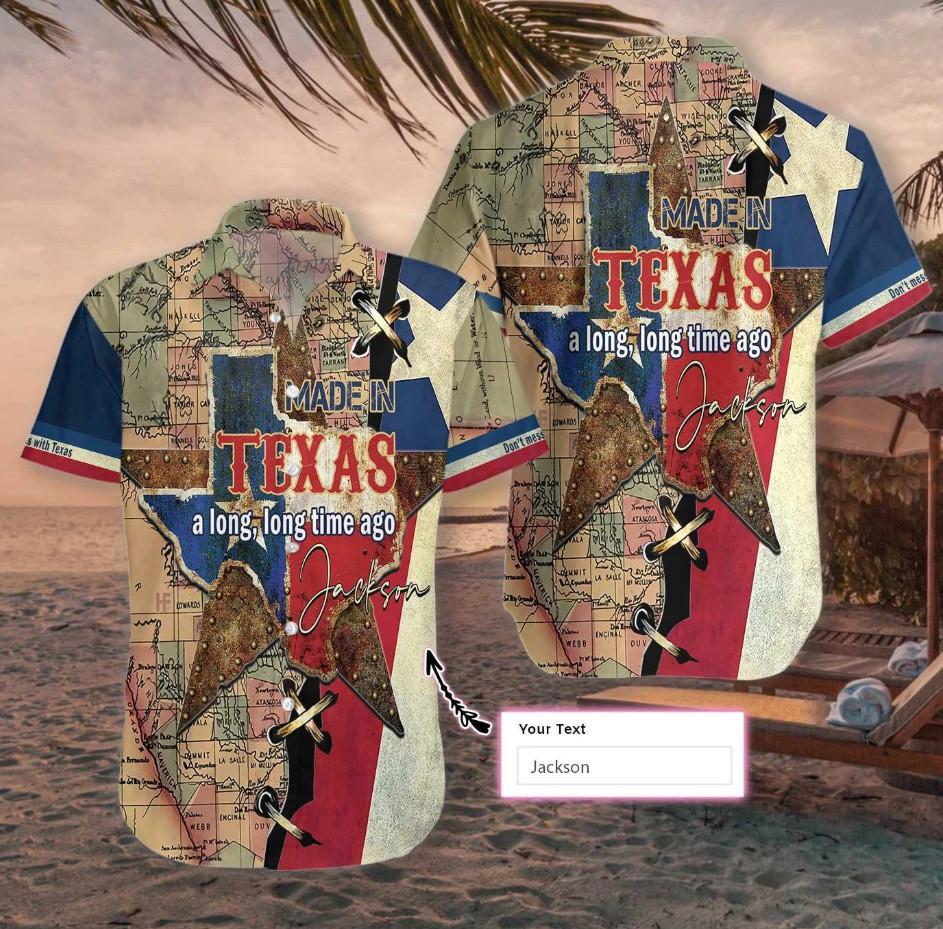 Customize Name Texas Map All Over Printed Hawaiian Shirt Ha108216