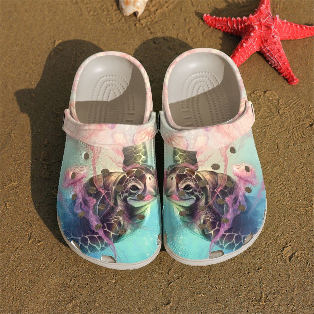 Sea Turtle Personalized Clog, Custom Name, Text, Color, Number Fashion Style For Women, Men, Kid, Print 3D Swimming With Jellyfishes