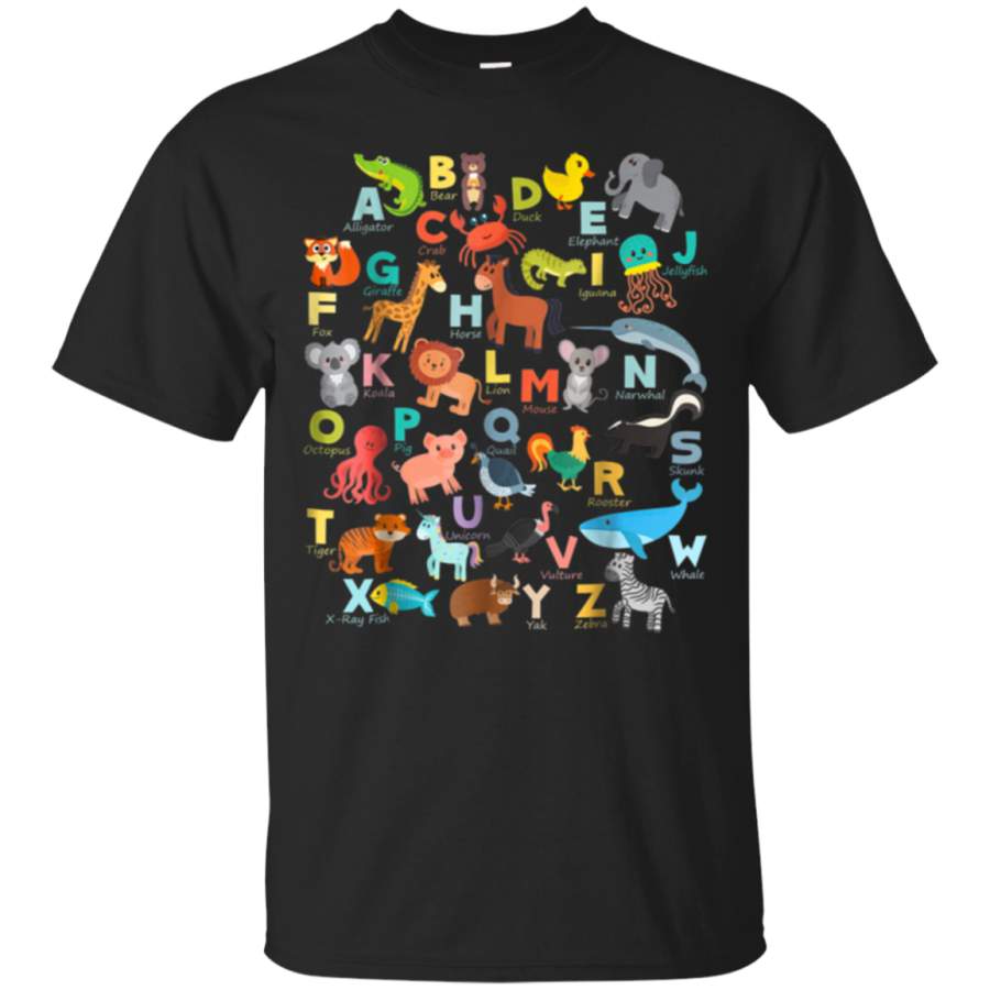 AGR Alphabet Animal ABCs Learning Shirt for boys, girls, adults